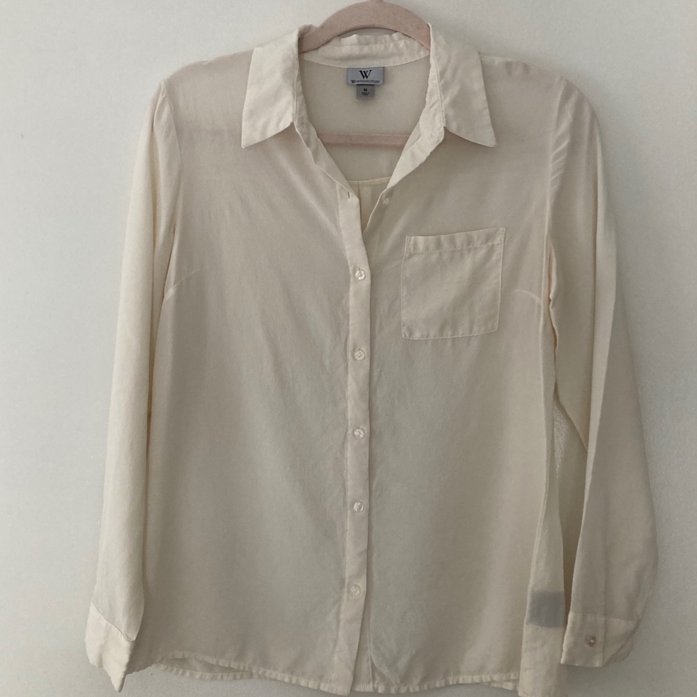 Worthington sheer cream colored button down